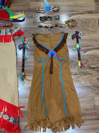 2 Disfraz Indígena Niña + Accesorios