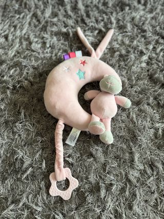 Peluche musical luna y hipopótamo rosa