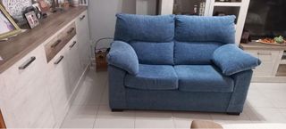 Sofá 2 plazas tela azul