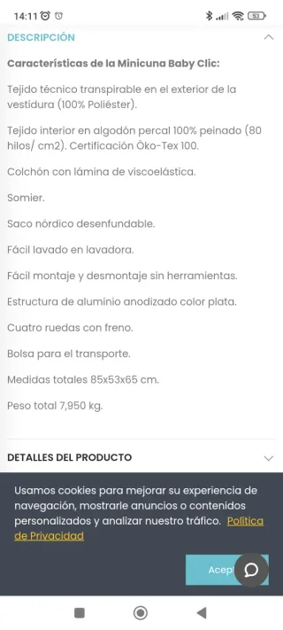 Minicuna bebé Baby Clic