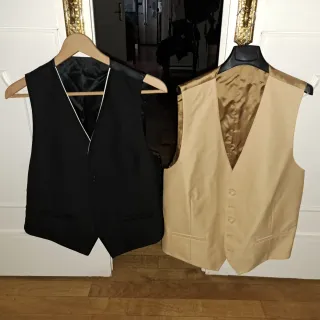 Chalequillos de vestir, chaque, traje (beige y neg