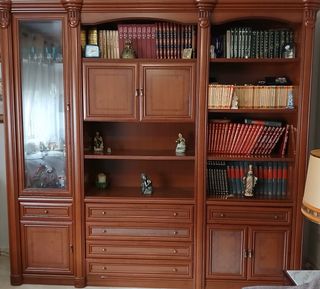 Librería madera y cristal salón comedor