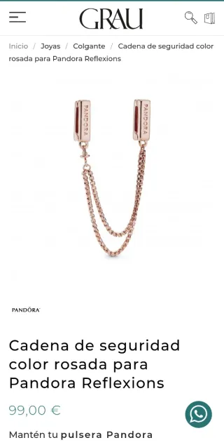 Cadena Seguridad Pandora Reflexions Oro