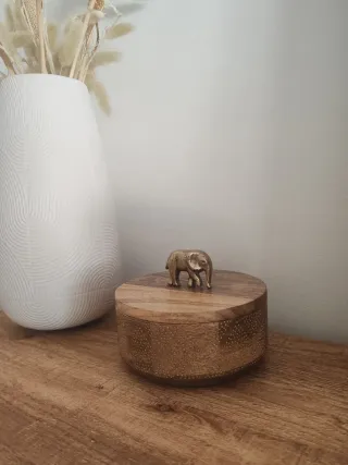 Caja redonda madera Maison du Monde elefante