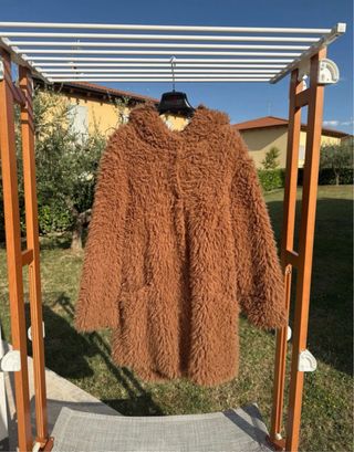 Abito finta pelliccia marrone donna