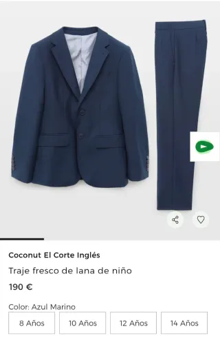 Traje lana niño azul Talla 8