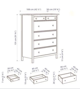 Cómoda Blanca Ikea Hermmes con 6 cajones