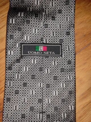 Corbata vintage gris y plateada