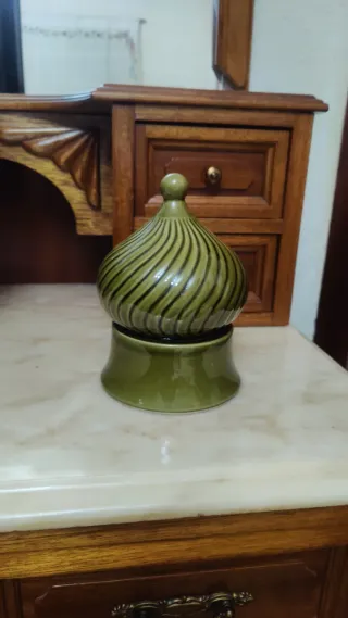 Conjunto cerámica vintage bombonera portavela retr