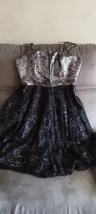 Vestido vintage Negro y Plateado
