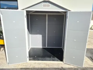 Caseta de Jardín Resina Gris y Blanca