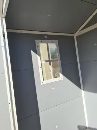 Caseta de Jardín Resina Gris y Blanca