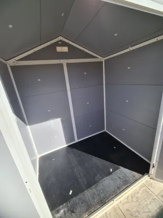 Caseta de Jardín Resina Gris y Blanca