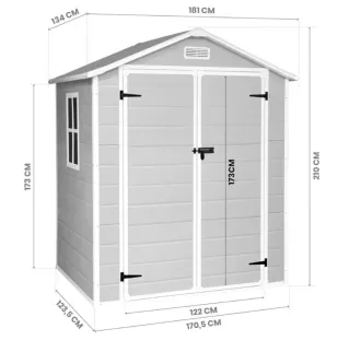 Caseta de Jardín Resina Gris y Blanca