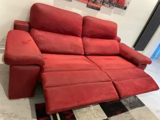 Sofá relax eléctrico 3 plazas rojo