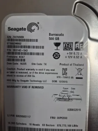 Disco Duro Seagate Barracuda 500GB ST500DM002