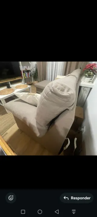 Sofá cheslong beige tela