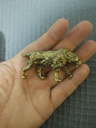 RARO Smilodon tigre dientes de sable latón BELLEZA