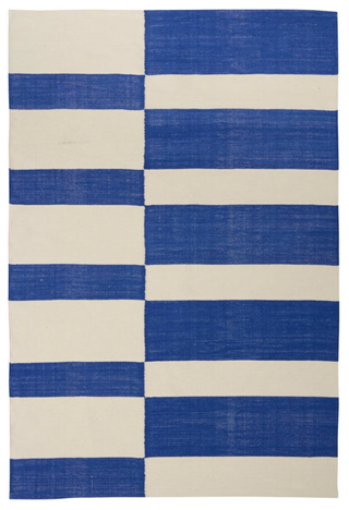 Alfombra efecto lana azul y blanco