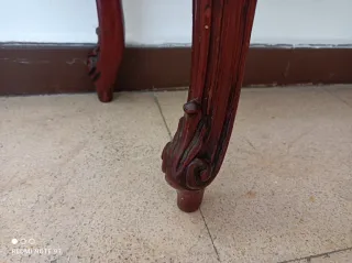 Consola baja antigua mármol y madera