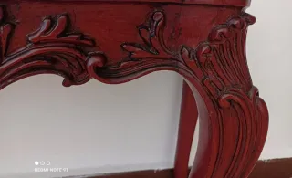 Consola baja antigua mármol y madera