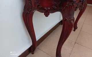 Consola baja antigua mármol y madera