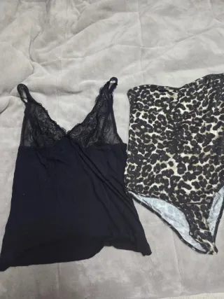 Set top nero e animalier