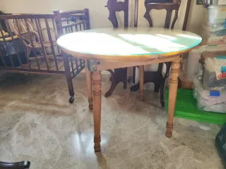 Mesa camilla redonda con cristal