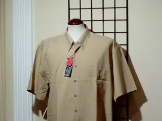 Camisa Beige Manga Corta Tallas Grandes XXXL