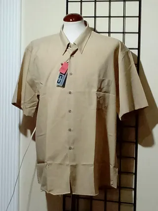 Camisa Beige Manga Corta Tallas Grandes XXXL