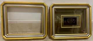 2 Cornici Valentino Legno Dorato Argentato Vetro