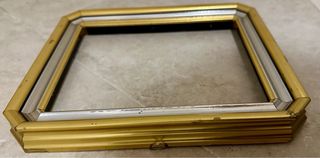 2 Cornici Valentino Legno Dorato Argentato Vetro