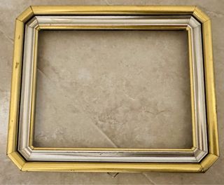 2 Cornici Valentino Legno Dorato Argentato Vetro