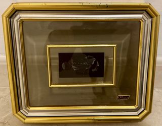 2 Cornici Valentino Legno Dorato Argentato Vetro