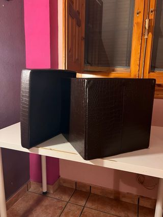 Taburete Tapa Plegable Piel Sintética