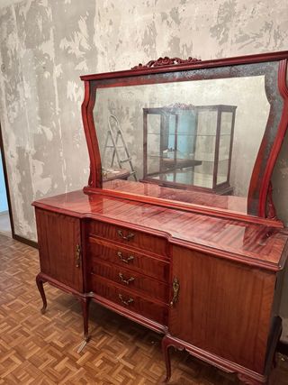 Mueble aparador antiguo madera y espejo