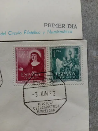 Lote 3 sobres y tarjetas filatélicas años 50