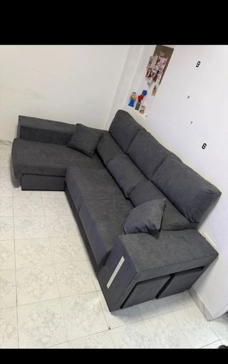Sofá modular gris de tela