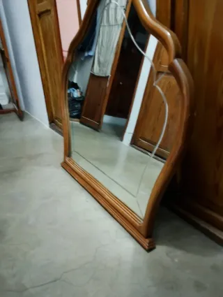 Espejo mueble antiguo madera y cristal