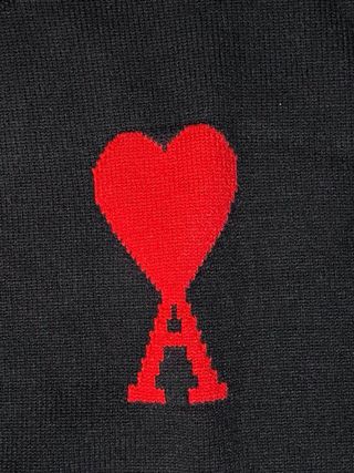 Maglione Ami Paris nero con cuore rosso