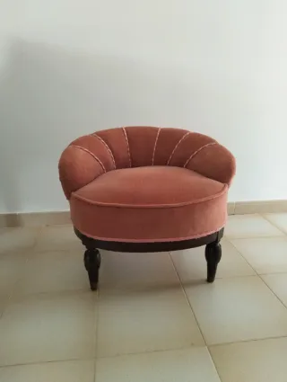 Sillón Vintage Terciopelo Rosa Artesanal
