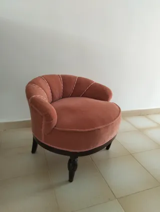 Sillón Vintage Terciopelo Rosa Artesanal