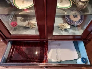 Armario Vitrina Caoba Cristal