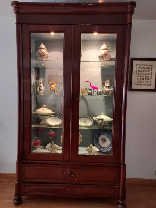 Armario Vitrina Caoba Cristal