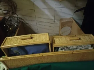 Escritorio mimbre 2 cajones