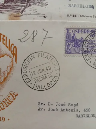 Lotto di 7 buste e cartoline filatelici anni '40