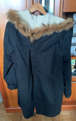 Parka negra mujer con borreguito interior