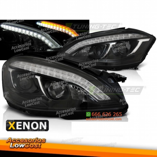 Faros delanteros xenón negros para Mercedes W221