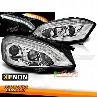 Faros delanteros xenón cromados para Mercedes W22