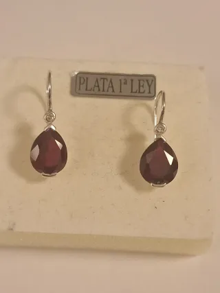 Pendientes Plata 1ª Ley con Granate Thomas Sabo